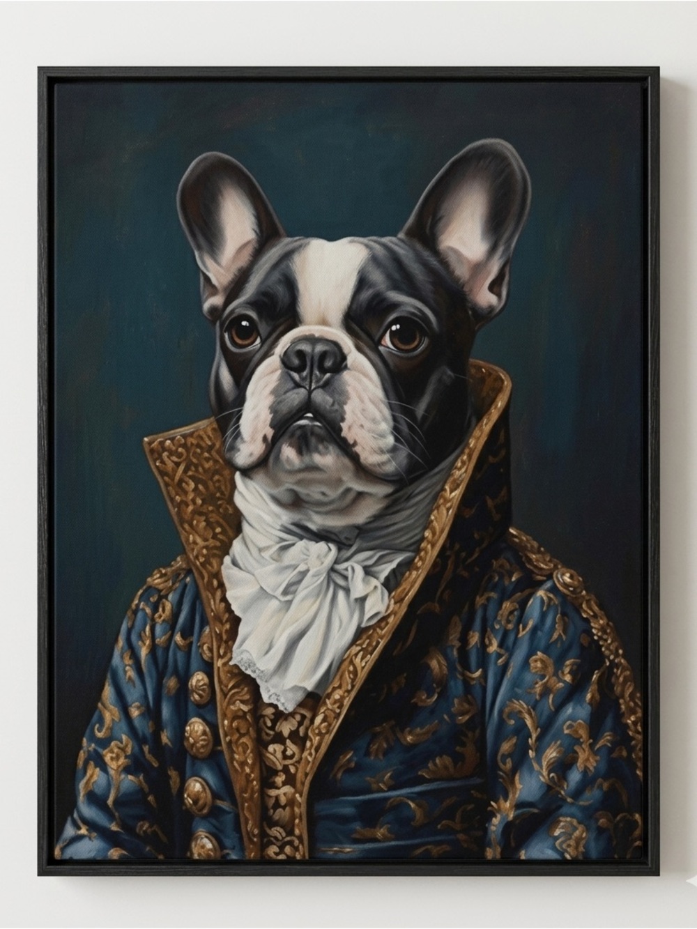 Renaissance French Bulldog Portrait, Royal Canine Framed 8x10 Art Print